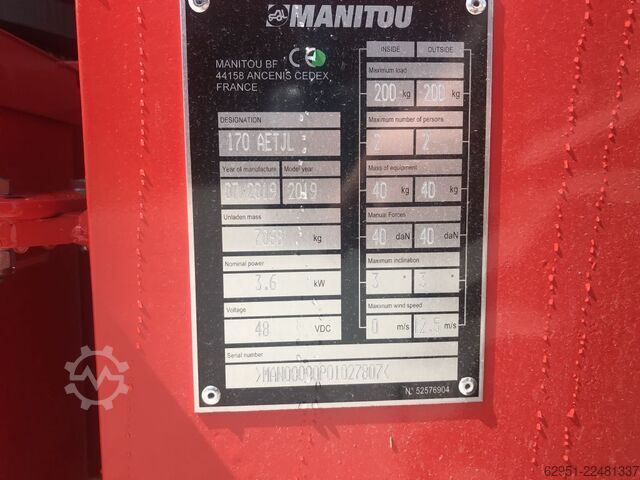 Articulated Jib Platforms Manitou 170 AETJL