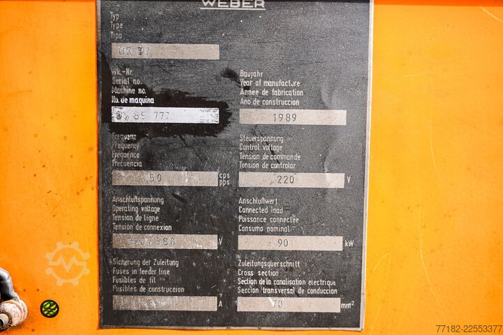 Kunststoffverarbeitungsmaschine Weber DS 8.7