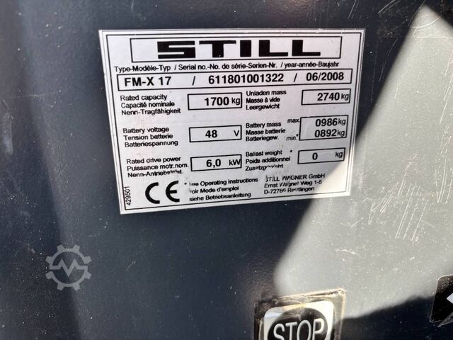 Reach truck Still FMX 17 8.8 meter 1700 kg Reachtruck