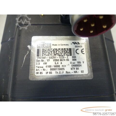 Control unit KUKA 1FK7081-5AZ91-1ZZ9-Z S04 Servomotor SN: YFVD50667405006