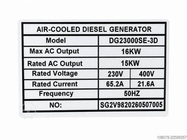 Power generator Newpower Generator DG23000SE-3D Stromerzeuger 16kW 4-Takt