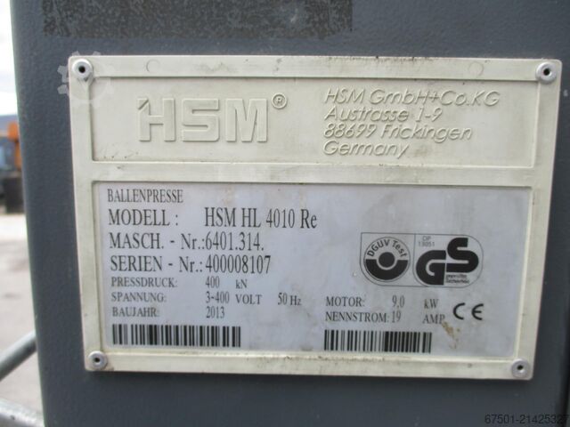 Paper press, paper press, waste press HSM HSM Ballenpresse HL 4010 Re (3437)