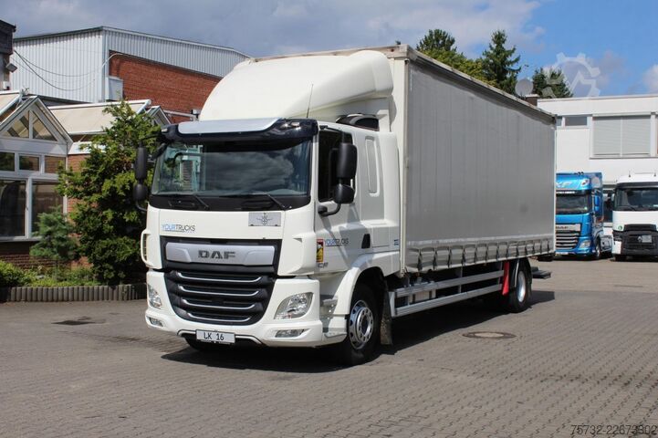 Flatbed truck with tarp Daf CF  320 Plane   Schlafkabine Klima LDW Edscha LBW