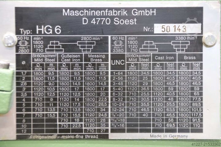 Gewindebohrmaschine Hagen & Göbel HG 6