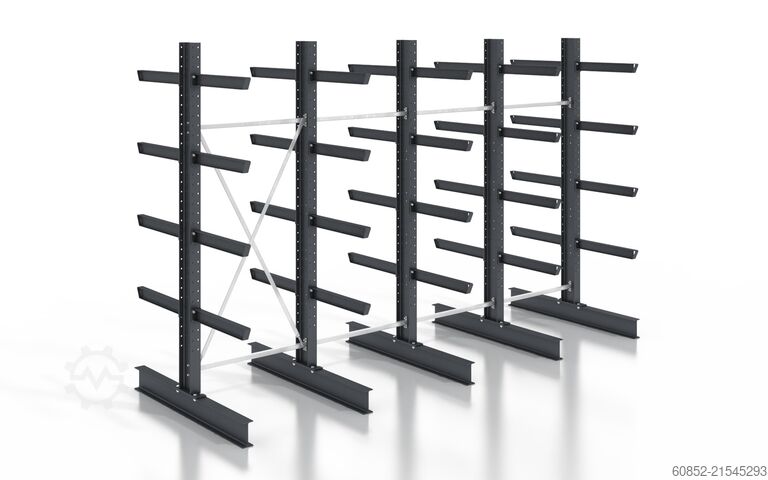 Kragarmregal 5,12 lfm. Kragarmregal Doppelseitig 3,15 cm Höhe 80 cm Nutztiefe 500 kg/Arm