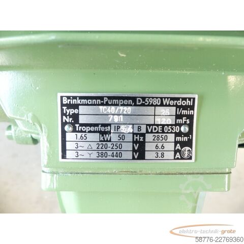 Component Brinkmann TC40/720 Kühlmittelpumpe SN: 791 --