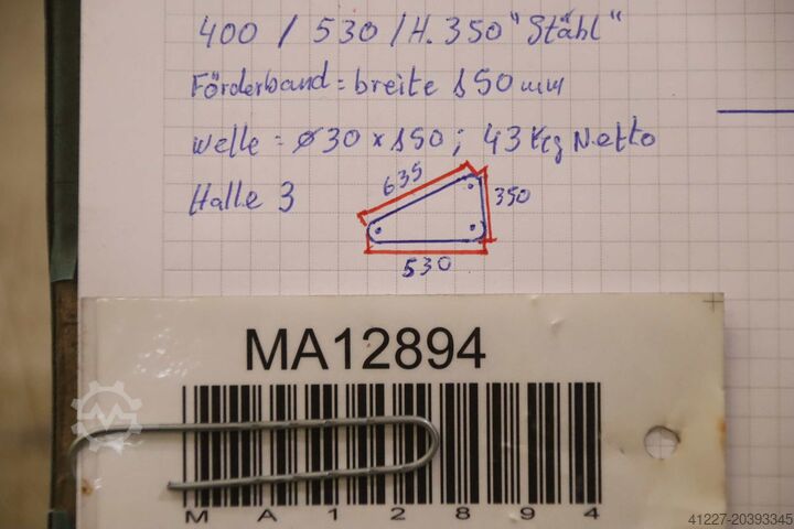 Conveyor belt with vacuum partial area unbekannt 150 x 635 mm