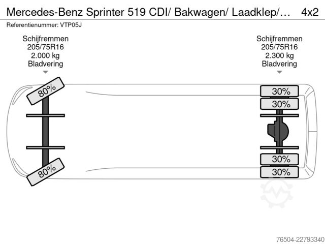 Koffer Mercedes-Benz Sprinter 519 CDI/ Bakwagen/ Laadklep/ Airco/ 23...