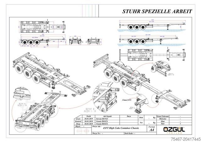 Swap body semitrailer  OZGUL TRELER 45/40/30/20 Heckbündig