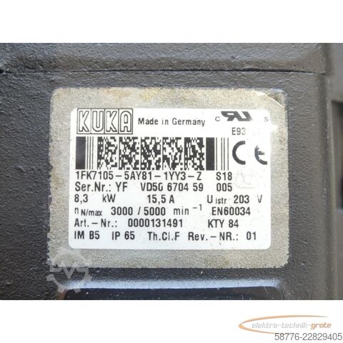 Control unit KUKA 1FK7105-5AY81-1YY3-Z S18 Servomotor SN: YFVD50670459005