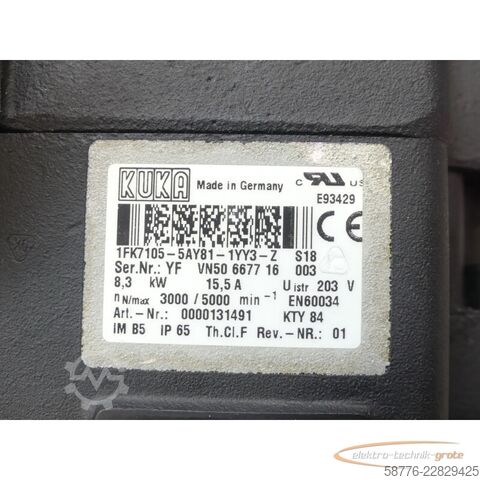 Control unit KUKA 1FK7105-5AY81-1YY3-Z S18 Servomotor SN: YFVN50667716003