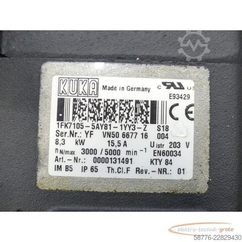 Steuerung KUKA 1FK7105-5AY81-1YY3-Z S18 Servomotor SN: YFVN50667716004
