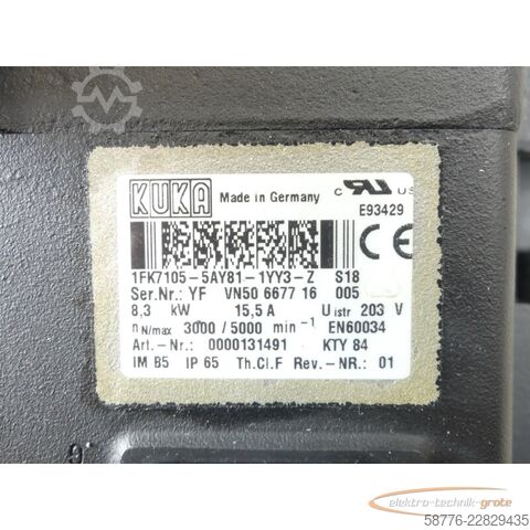 Steuerung KUKA 1FK7105-5AY81-1YY3-Z S18 Servomotor SN: YFVN50667716005