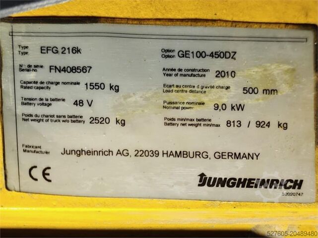 Forklift Jungheinrich EFG 216k 450 DZ