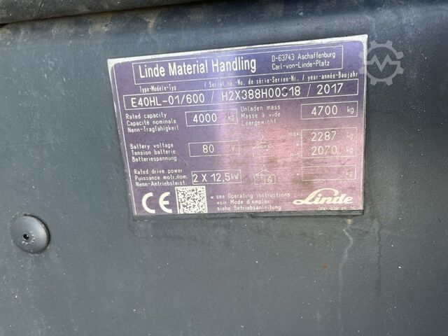 Electric 4-wheel forklift Linde E 40HL-01/600