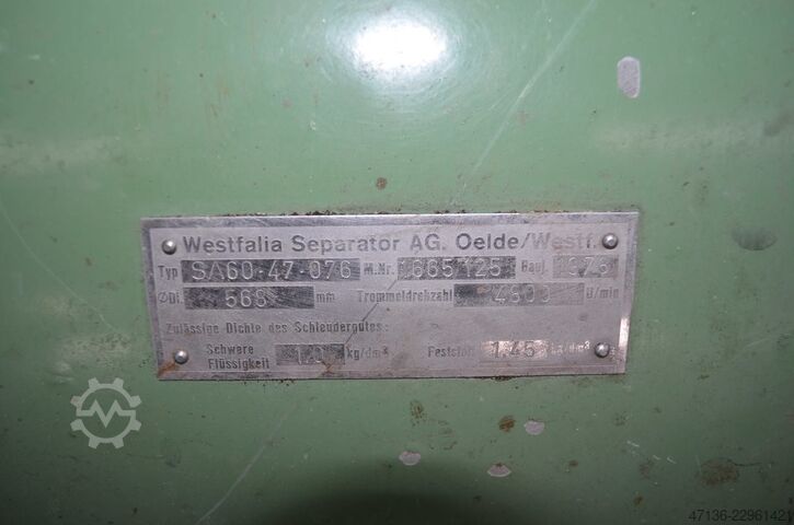 Separator Westfalia SA 60-47-76 Westfalia SA 60-47-076
