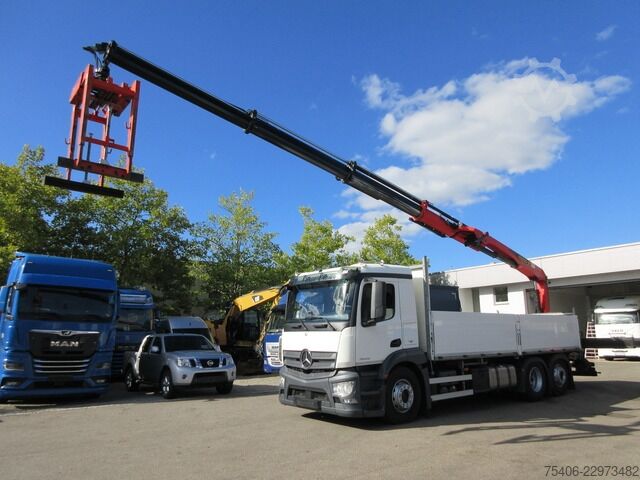Flatbed truck mercedes-benz 2543 L 6x2 Antos Palfinger Kran PK22.001, Funk