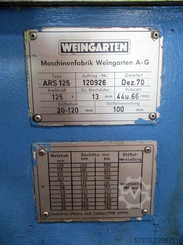 Einständer-Exzenterpresse Weingarten ARS 125