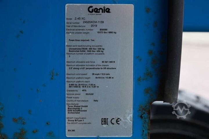Gelenkteleskoparbeitsbühne Genie Z-45XC GUARANTEE, Diesel, 4x4 Drive, 16m Working H