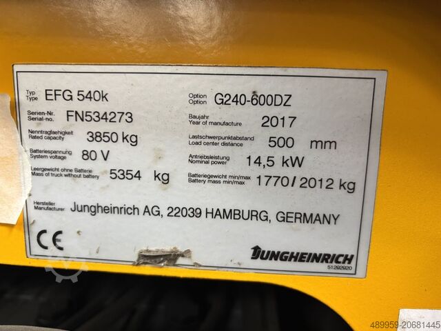 Electric 4-wheel forklift Jungheinrich EFG540K