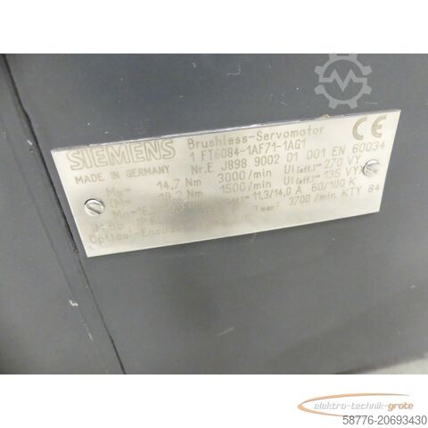 Control unit Siemens 1FT6084-1AF71-1AG1 Synchronservomotor SN:EJ898900201001