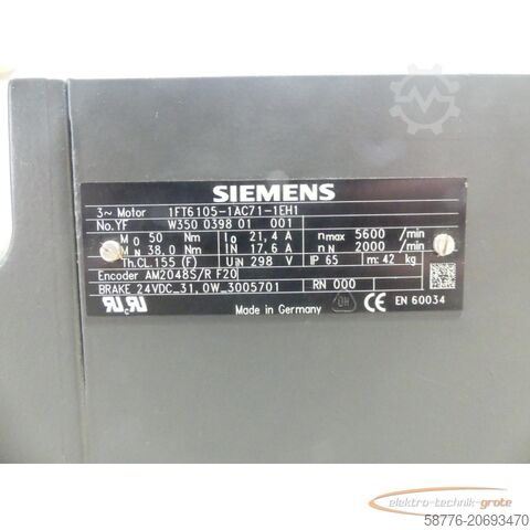 Steuerung Siemens 1FT6105-1AC71-1EH1 Motor SN: YFW350039801001 --