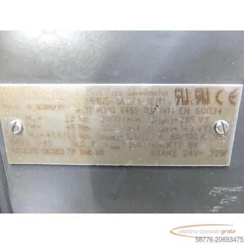 Steuerung Siemens 1FT6105-1AC71-1EH1 Servomotor SN: YFM310446603001 ohne Geber