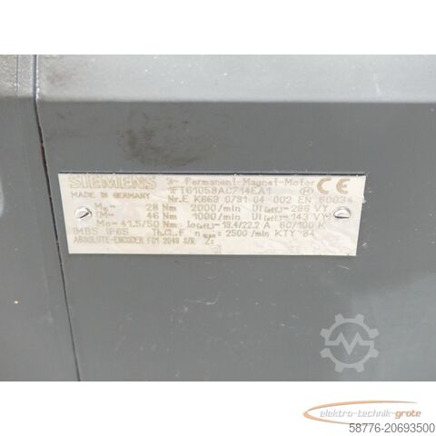Control unit Siemens 1FT6105-8AC71-4EA1 Synchronservomotor SN:EK669078104002