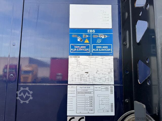 Schiebeplanen Kögel Schuifzeil met Coil / BPW-Disc / Lift-as