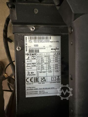 Welding set EWM Tetrix XQ 300 puls AC/DC Expert 3.0 5POL