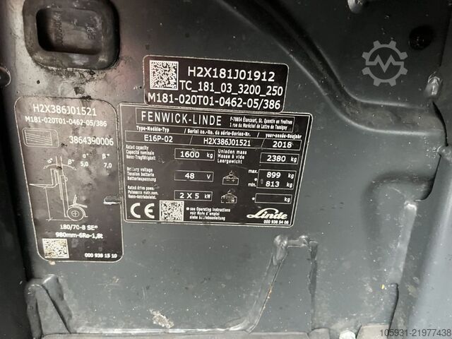 Electric 4-wheel forklift Linde E16P-02