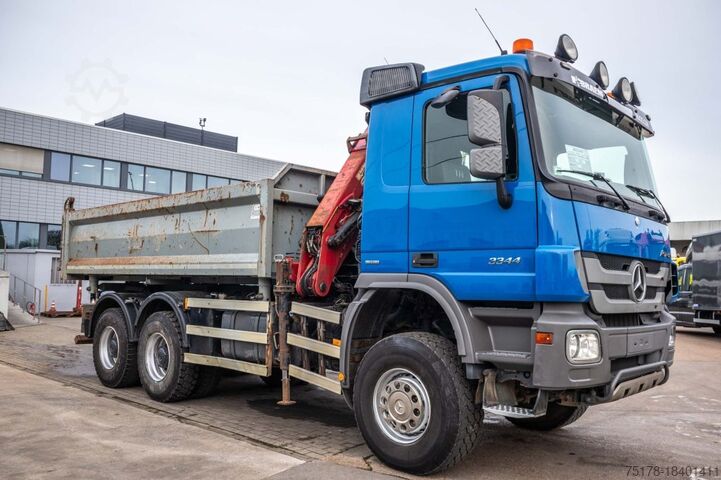 Tipper with crane MERCEDES ACTROS 3344 AK - HMF 1643 Z2