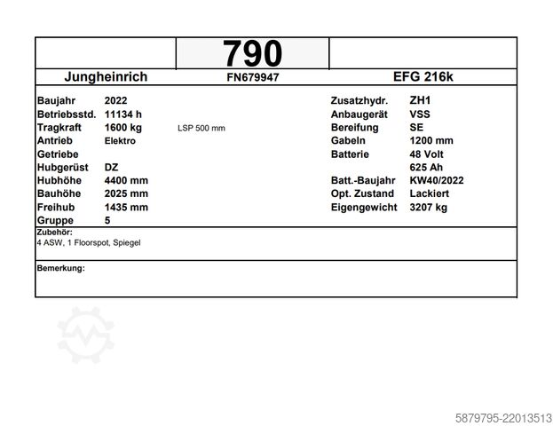 Forklift Jungheinrich EFG 216k