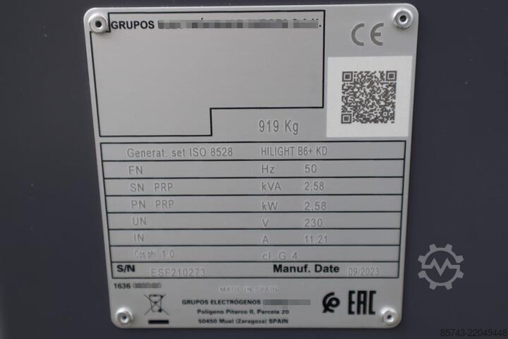 Light tower Atlas Copco Hilight B6+ KD Valid inspection, Max Boom Height 8