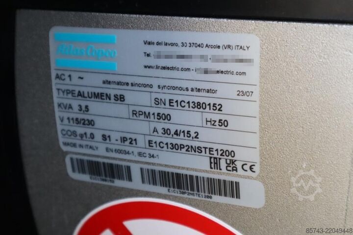 Light tower Atlas Copco Hilight B6+ KD Valid inspection, Max Boom Height 8