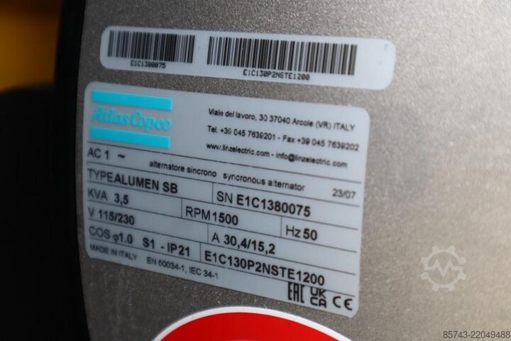 Light tower Atlas Copco Hilight B6+ KD Valid inspection, Max Boom Height 8