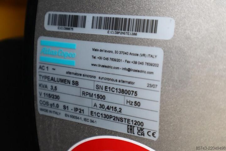 Light tower Atlas Copco Hilight B6+ KD Valid inspection, Max Boom Height 8