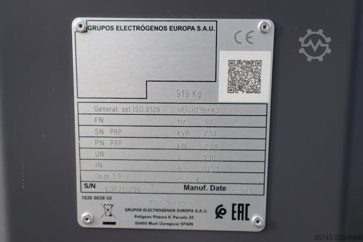 Light tower Atlas Copco Hilight B6+ KD Valid inspection, Max Boom Height 8