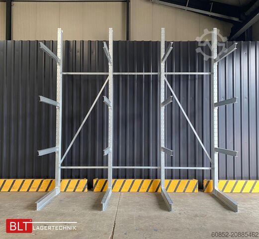 Cantilever rack ca. 4,16 lfm. Kragarmregal H: 416 cm T: 137 cm , 500kg/Arm , 4 Lagerebenen