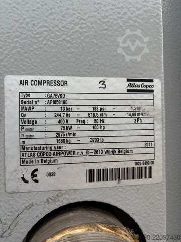 Screw compressor Atlas Copco GA 75 VSD