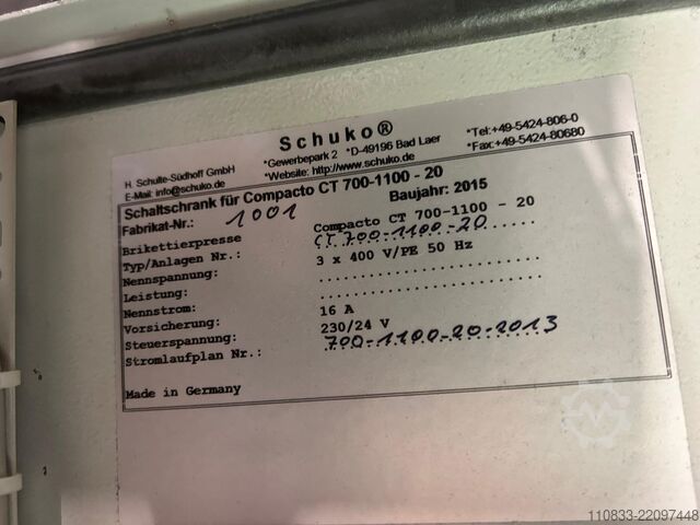 Stationary extraction system Schuko COMPACTO CT 1100 S-20 plus