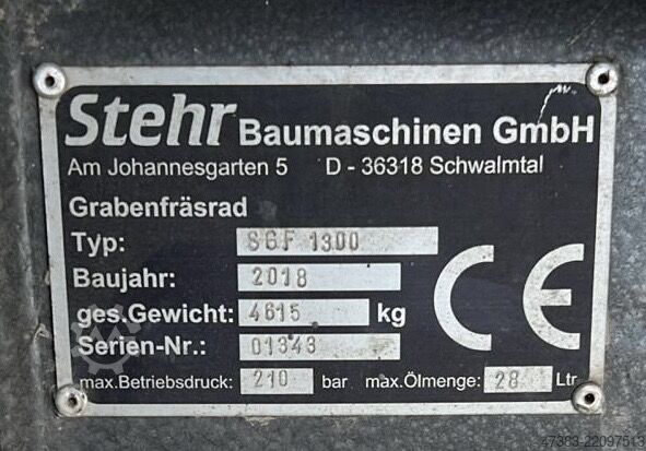 Trench cutter pipe milling machine STEHR SGF 1300