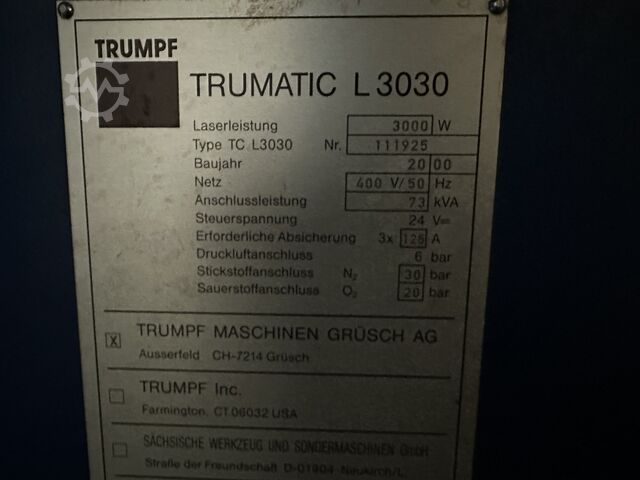 Laser cutting machine TRUMPF Trumatic L3030