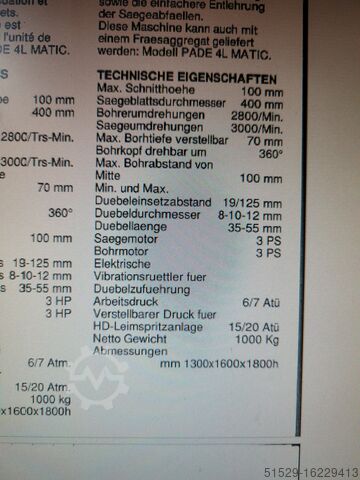 Slot boring machine Pade 3L MATIC