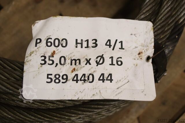Crane rope Ø 16 mm 35 m Demag P IWRC U(bk)  600 H13 4/1  589 440 44