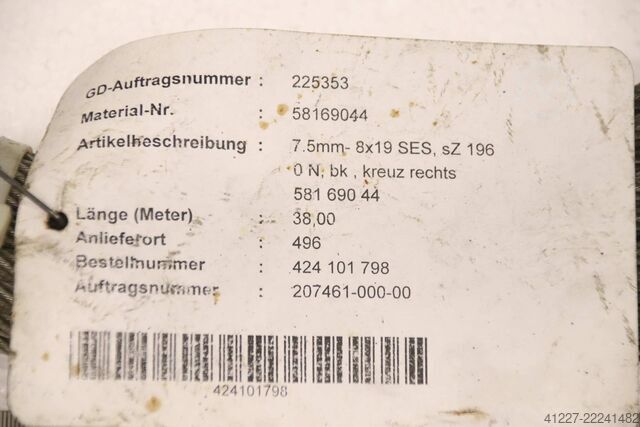 Crane rope Ø 7.5 mm 38 m Demag 7.5 mm- 8x19 SES,  581 690 44