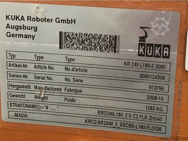 Industrial robot KUKA KR 240 L180-2 2000 Seriennr. 913766