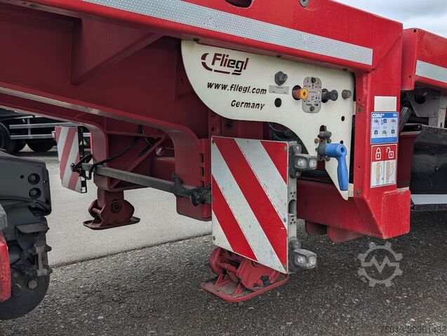 Tieflader-Sattelauflieger FLIEGL Hubtisch, Gitterrostboden, E-Hydr., Seilwinde