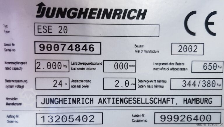 Schnellläufer Elektro-Gabelhubwagen hochhubwagen Jungheinrich ESE 20