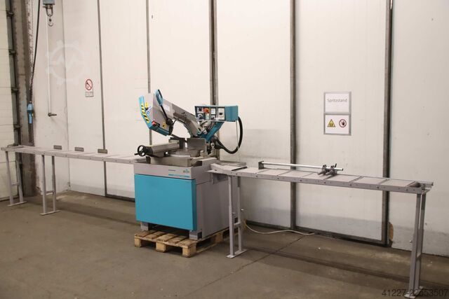 Double miter band saw with roller conveyor Berg & Schmidt GBS 250 Super AutoCut 2-stufig